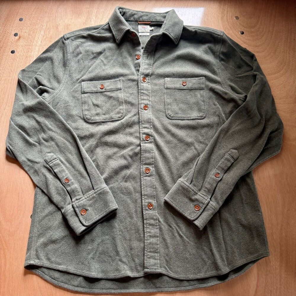 Faherty Shirt Mens L Green Alpine Flannel Button Up Organic Outdoor Pockets